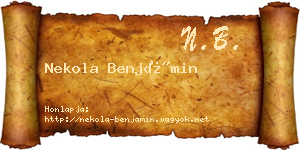 Nekola Benjámin névjegykártya
